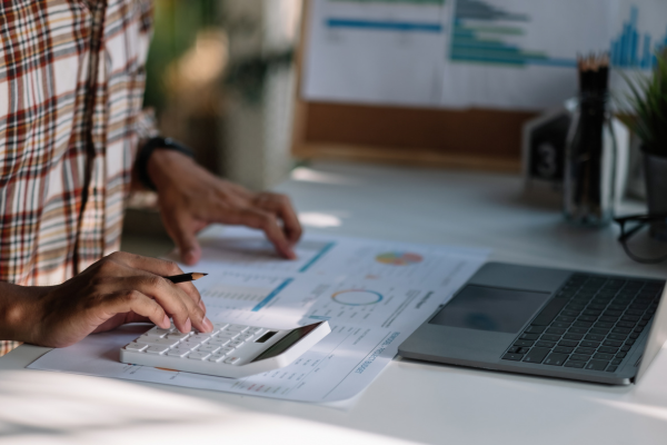 accountant looking at reports